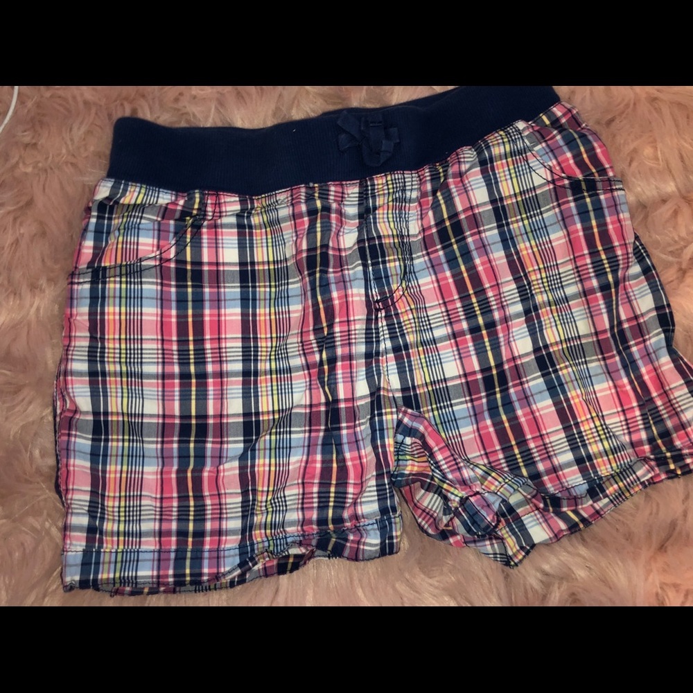 Plaid stretchy shorts pink blue